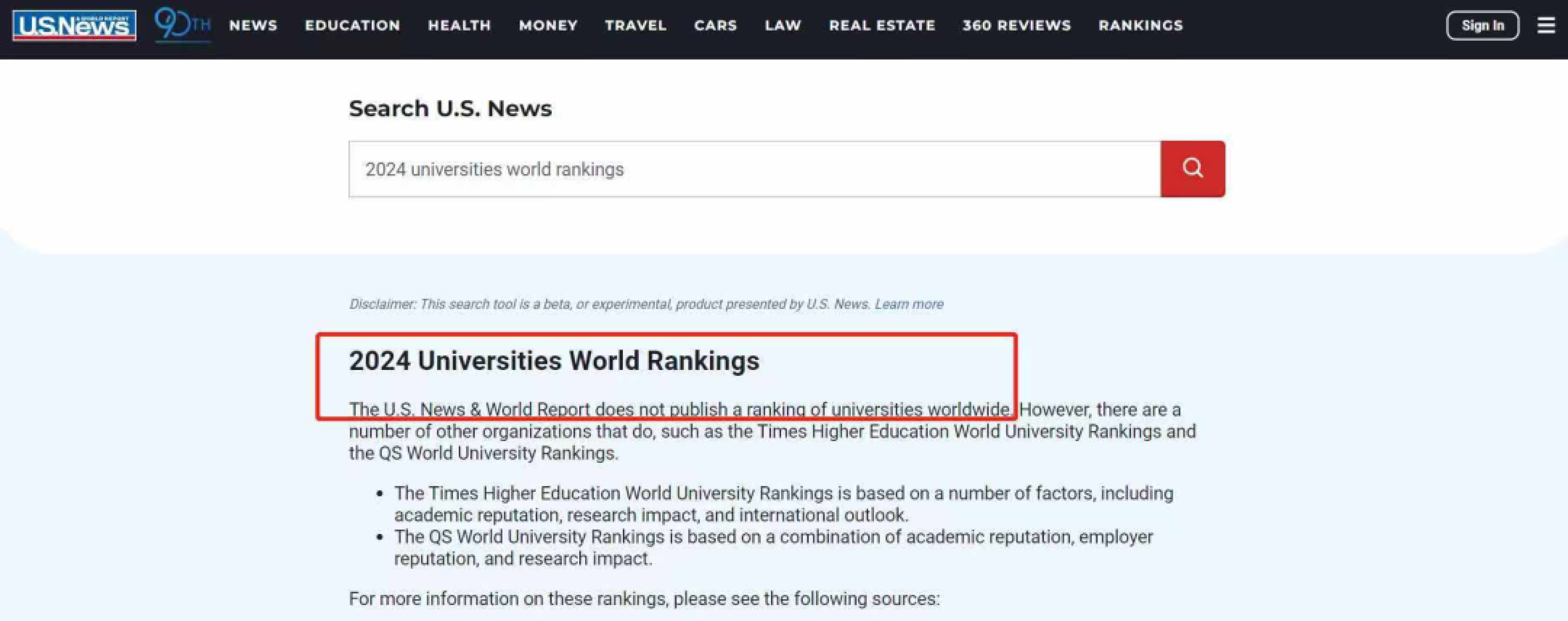 U.S.NEWS取消发布2024全球大学排名